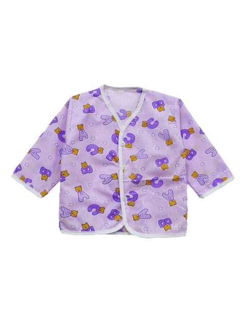 

Little Angels Infant Violet Printed Cotton Jhabla