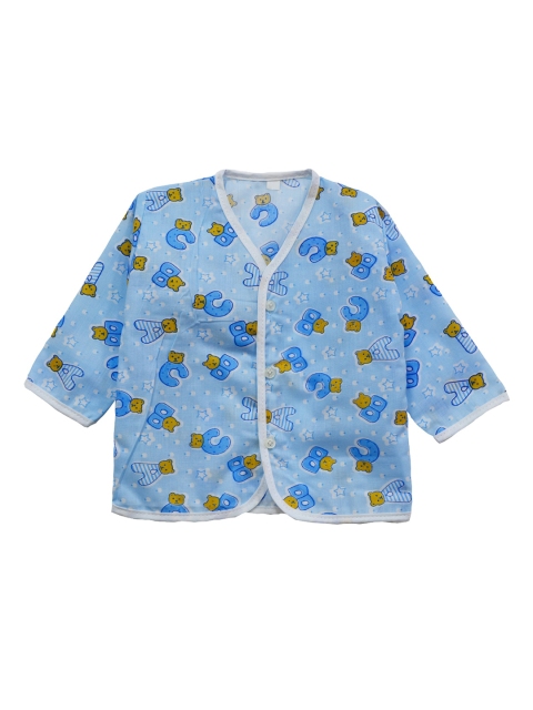 

Little Angels Infant Blue Printed Cotton Jhabla