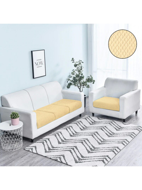 

Cortina Cream-Coloured Self-Design 5-Seater Sofa Cover