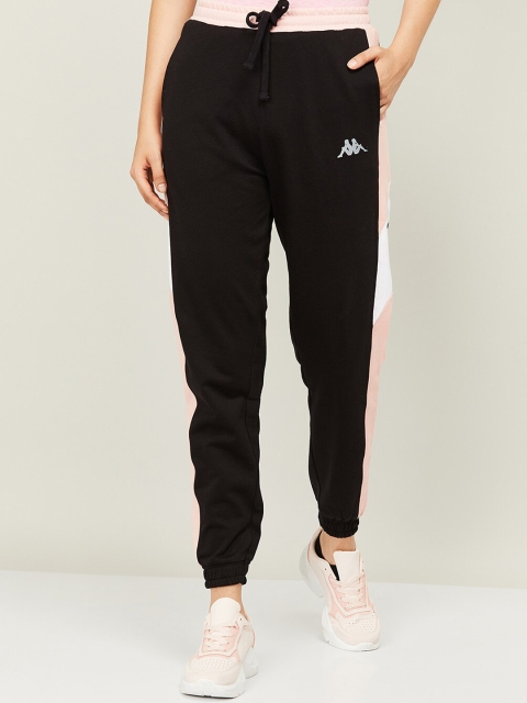 

Kappa Women Black & Pink Solid Cotton Joggers