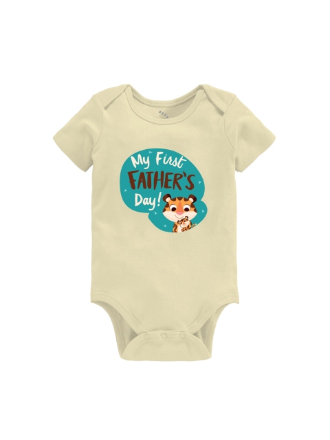 

Zeezeezoo Infant Kids Light Yellow 1st Fathers day Print Bodysuit