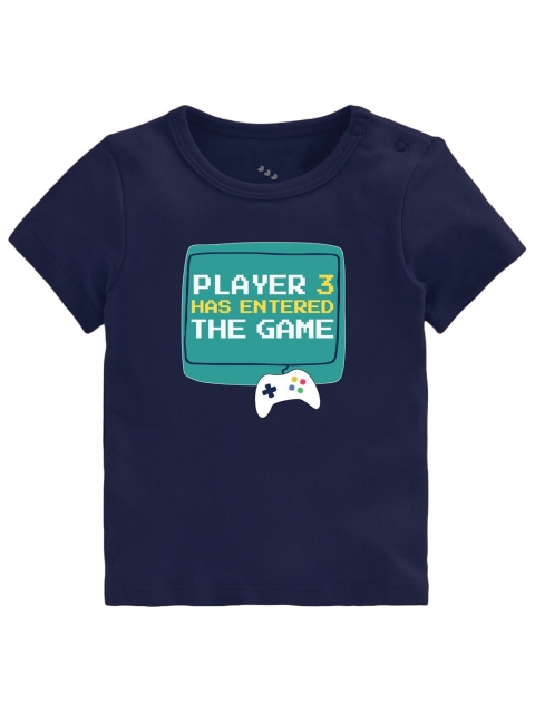 

Zeezeezoo Infant Kids Navy Blue Player 3 has Entered the Game Printed Pure Cotton T-shirt