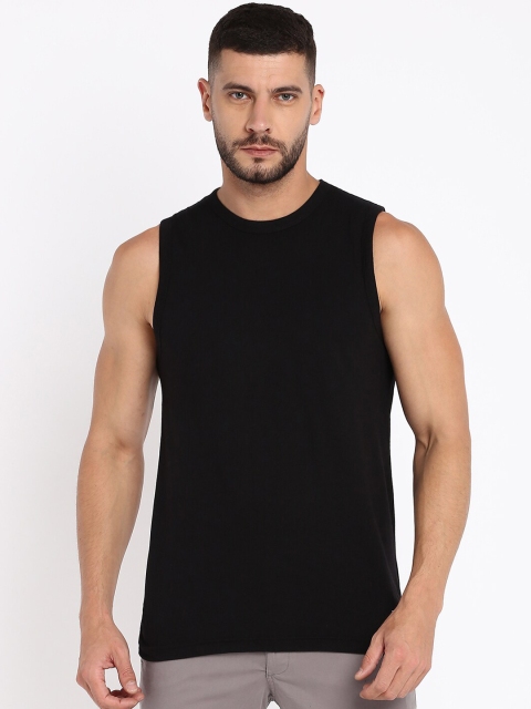 

abof Men Black Solid Pure Cotton Gym Vest BOS21AMCWVS8212911