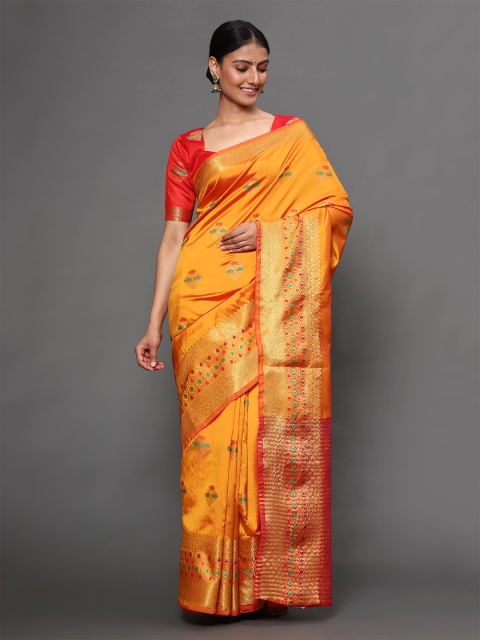 

Havida Sarees Gold-Toned Silk Blend Banarasi Saree