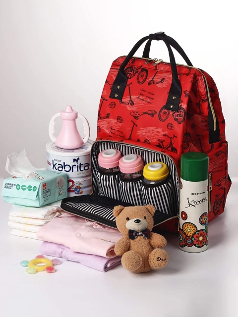 

SYGA Kids Red Printed Diaper Bags