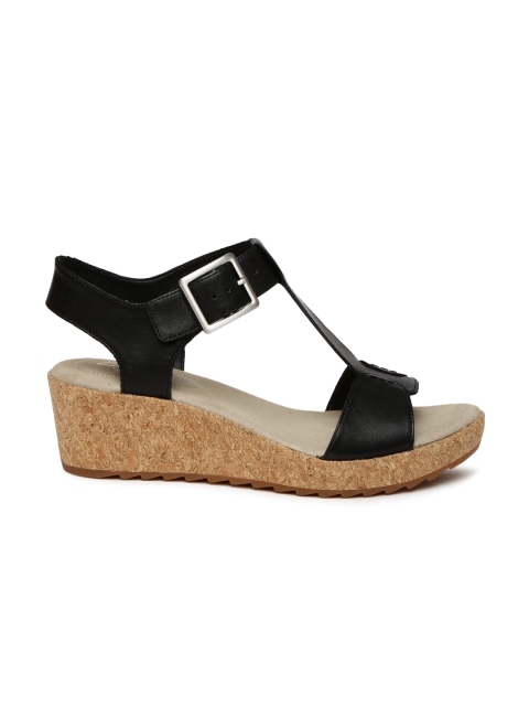 

Clarks Women Black Solid Leather Wedges