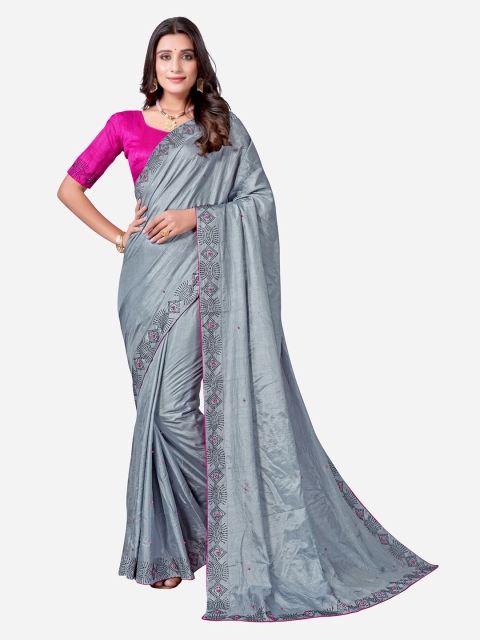 

Satrani Steel & Fuchsia Poly Silk Saree