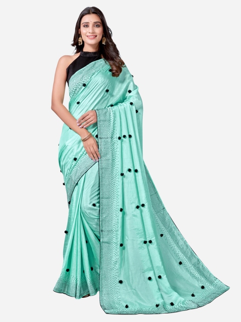 

Satrani Blue & Black Printed Saree