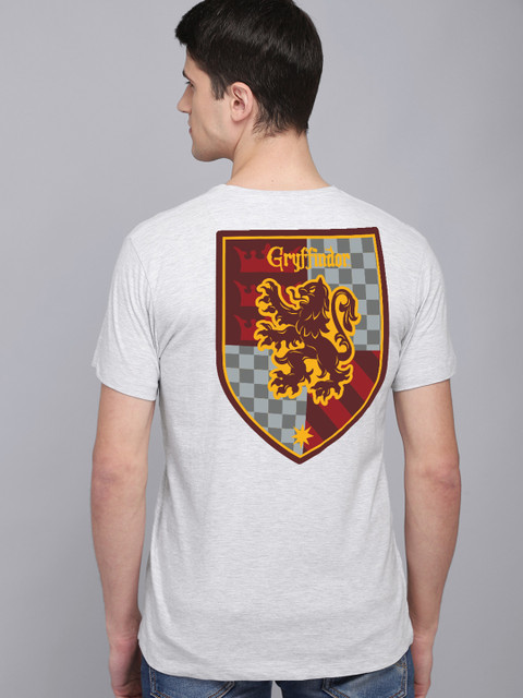 

Free Authority Men Grey Harry Potter Front And Back Printed Melange Tshirt