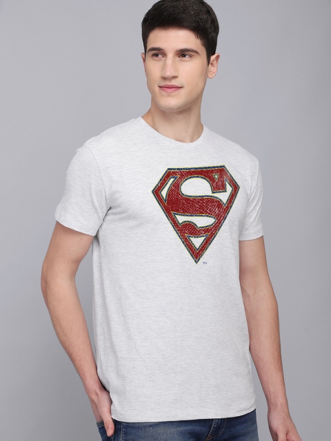 

Free Authority Men Grey Superman Printed Applique T-shirt