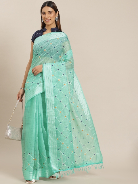

Mitera Sea Green Printed Saree