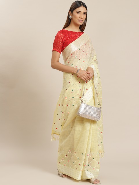 

Mitera Yellow Printed Saree
