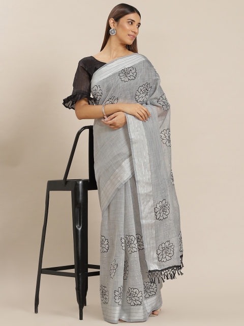 

Mitera Grey Floral Print Saree
