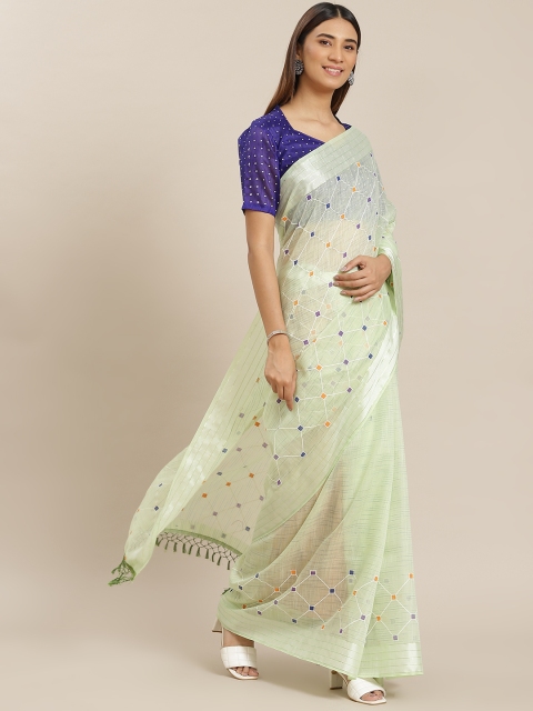 

Mitera Green Printed Saree