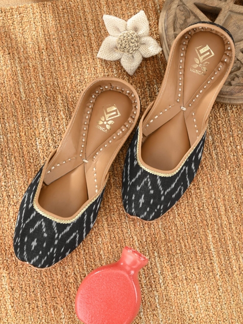 

Sringam Women Black Embellished Ethnic Ballerinas Flats