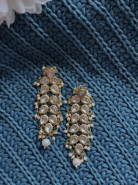 

Ishhaara Gold-Toned Leaf Shaped Drop Earrings