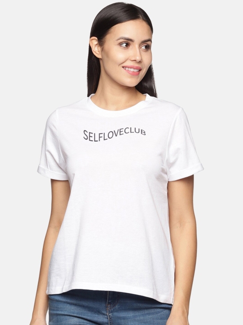 

BEVERLY BLUES Women White Typography T-shirt