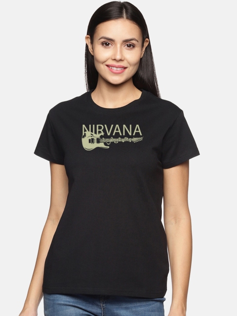 

BEVERLY BLUES Women Black Typography T-shirt