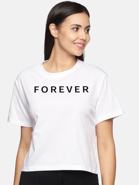 

BEVERLY BLUES Women White Typography T-shirt