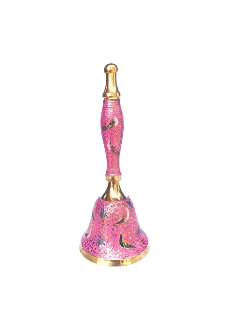 

WENS Pink Brass Engraved Meenakari Pooja Bell