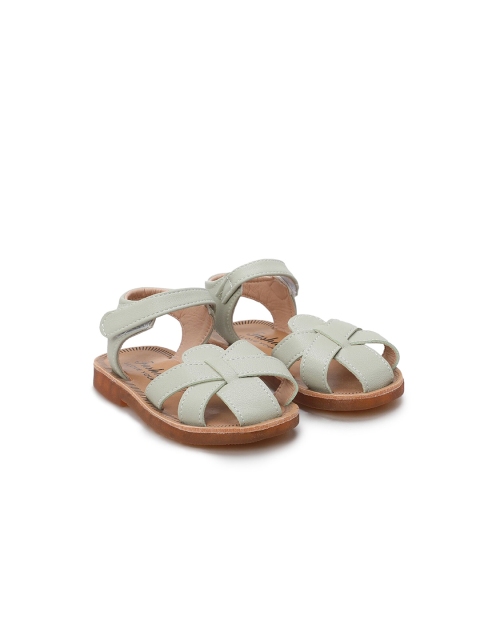 

Hopscotch Unisex Kids Green & White PU Comfort Sandals