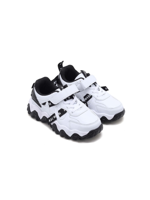 

Hopscotch Boys White Printed PU Sneakers