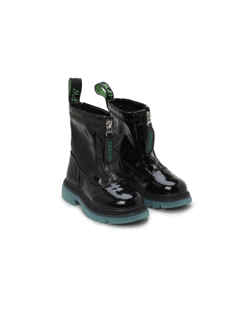 

Hopscotch Kids Green & Black Solid Boots