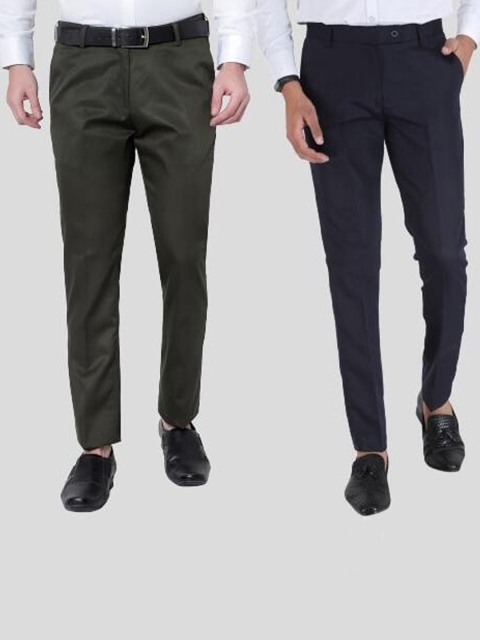 

Srey trends Men Green Smart Slim Fit High-Rise Trousers