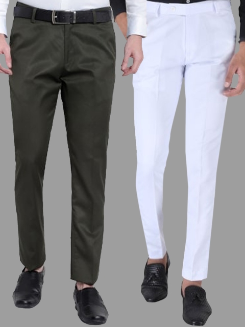 

Srey trends Men Green Smart Slim Fit High-Rise Trousers