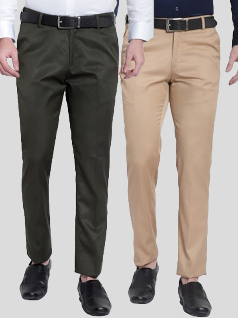 

Srey trends Men Green Smart Slim Fit High-Rise Trousers