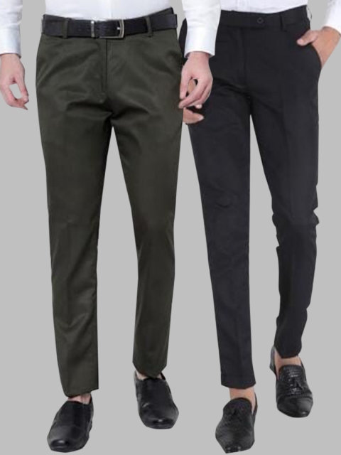 

Srey trends Men Green Smart Slim Fit High-Rise Trousers