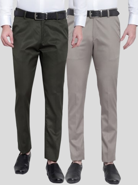 

Srey trends Men Green Smart Slim Fit High-Rise Trousers