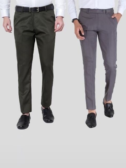

Srey trends Men Green Smart Slim Fit High-Rise Trousers