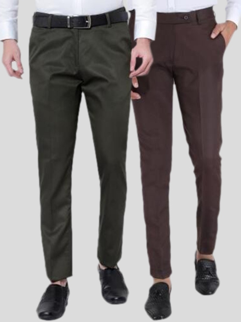 

Srey trends Men Green Smart Slim Fit High-Rise Trousers