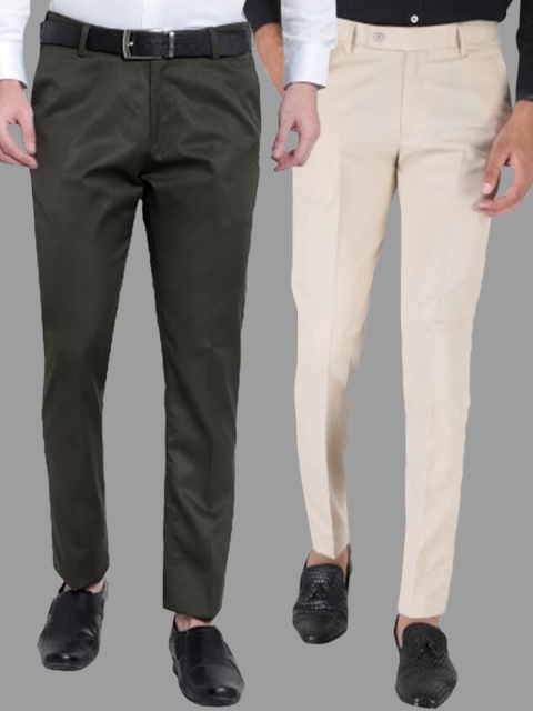 

Srey trends Men Green Smart Slim Fit High-Rise Trousers