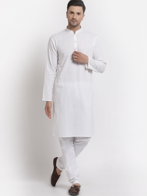 

MOHANLAL SONS Men White Embroidered Thread Work Kurta