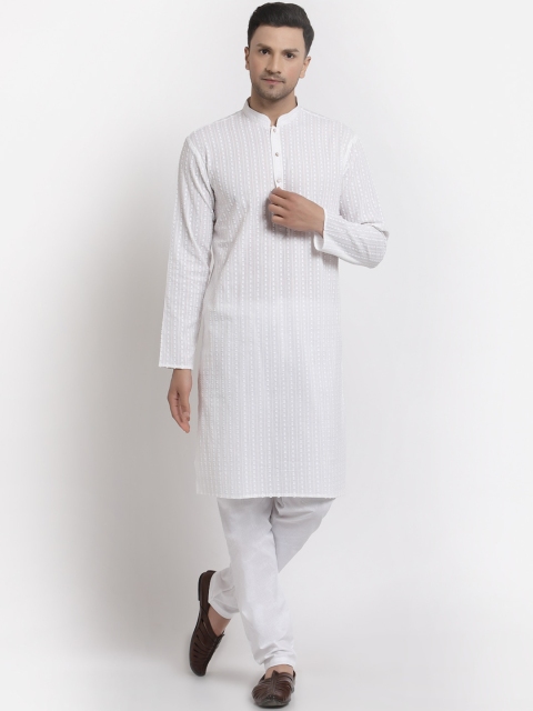 

MOHANLAL SONS Men White Embroidered Thread Work Kurta