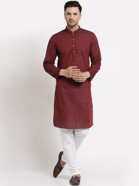 

MOHANLAL SONS Men Maroon Thread Work Kurta