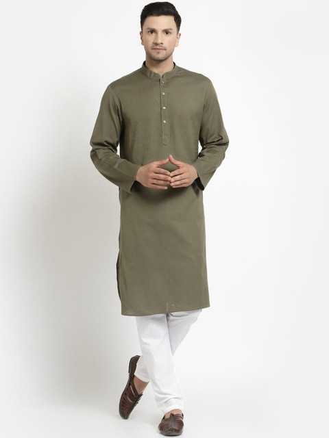 

MOHANLAL SONS Men Brown Thread Work Pathani Kurta