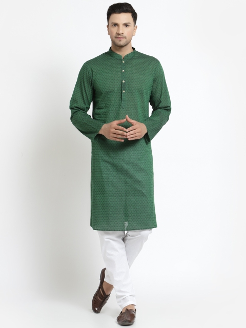 

MOHANLAL SONS Men Green Thread Work Pathani Kurta