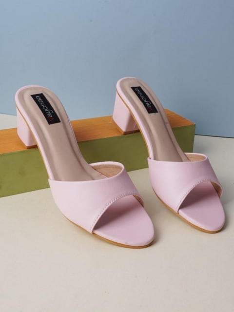 

VAYONAA Pink Colourblocked PU Block Pumps