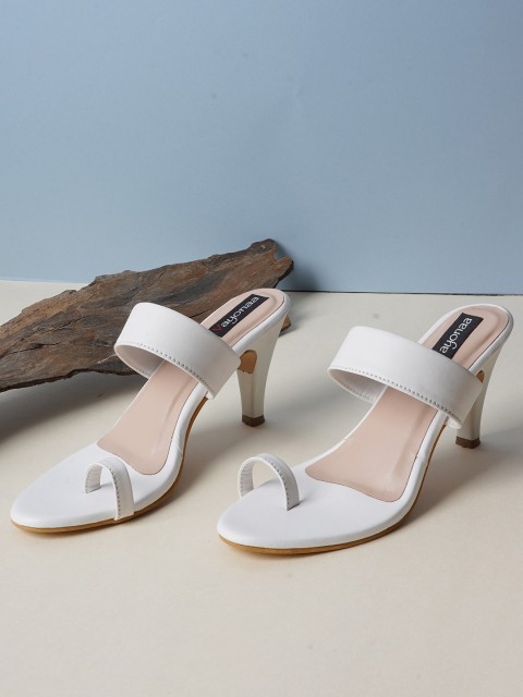 

VAYONAA White Colourblocked PU Kitten Peep Toes