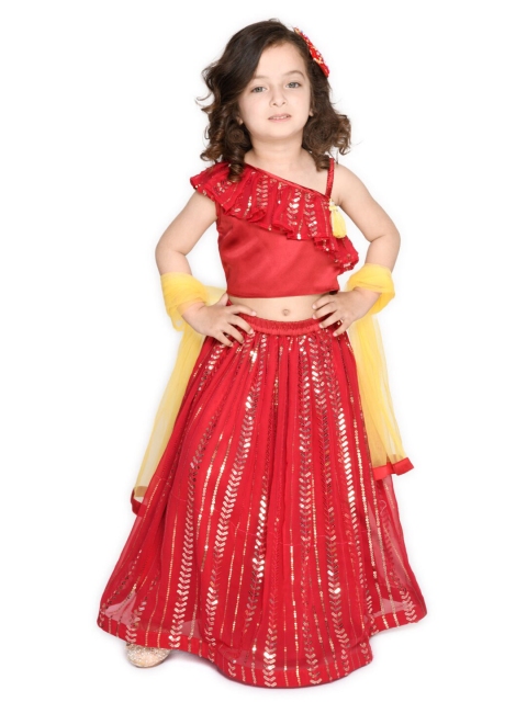 

SAKA DESIGNS Girls Maroon Lehenga Choli