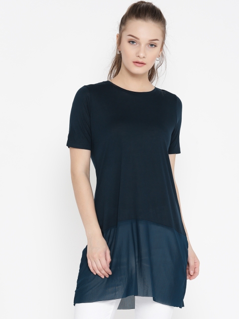 

Mast & Harbour Women Navy Longline Top, Navy blue