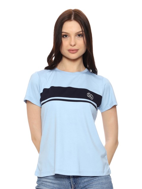 

CL SPORT Women Blue Polo Collar T-shirt