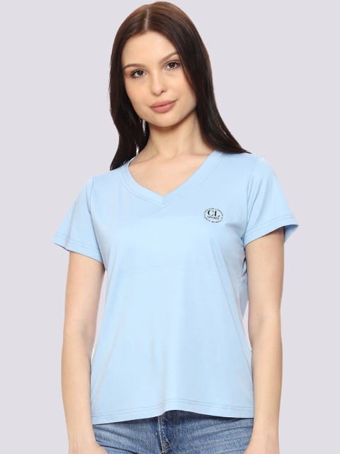 

CL SPORT Women Blue Polo Collar T-shirt