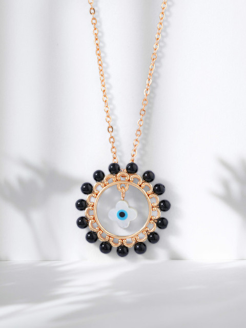 

MINUTIAE Women Rose Gold-Plated & Black Contemporary Evil Eye Mangalsutra