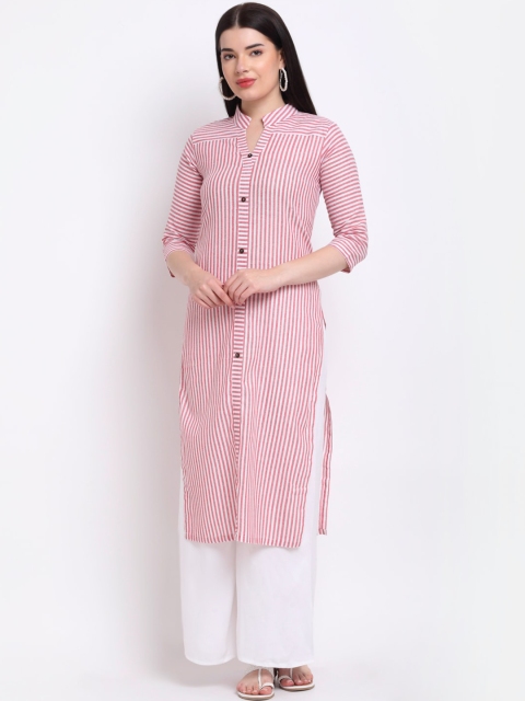 

Aarsha Women Red Striped Thread Work Kurta