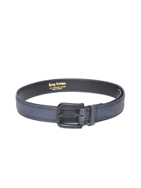 

Being Human Clothing Men Navy Genuine Leather Belt, Navy blue