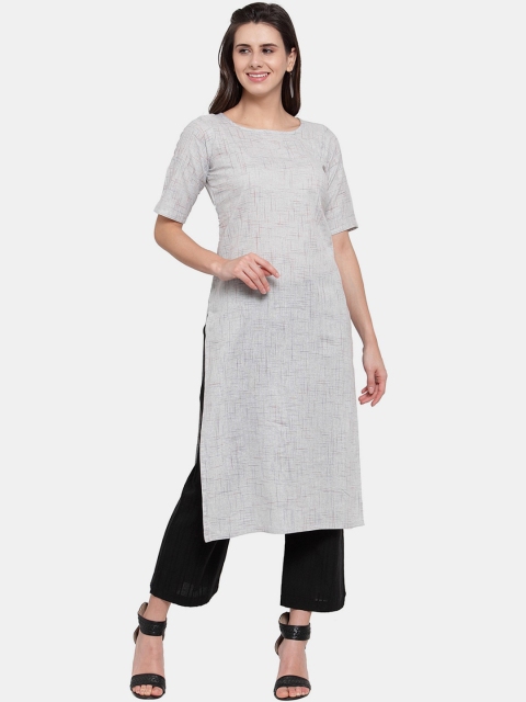 

Aarsha Women Grey Checked Thread Work Kurta